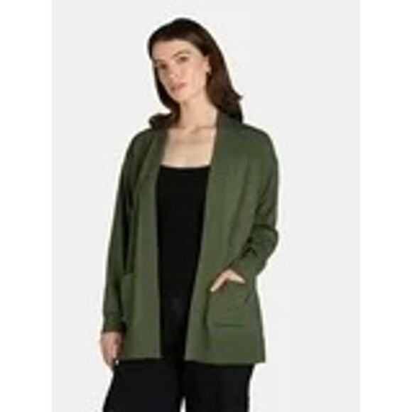 NWT Time and Tru Open Front Cardigan – Olive Green – Lightweight Everyday Layer - Picture 3 of 8
